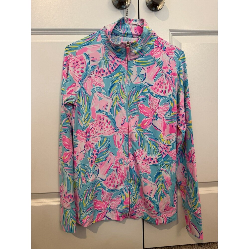 Lilly Pulitzer Hadlee Jacket Small Ibiza Gimme The Juice Luxletic UPF 50+ Euc